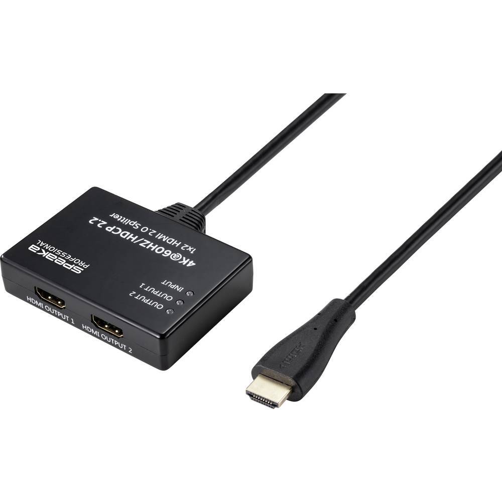 SpeaKa Professional SP-9443508 1+2 Porte Distributore, splitter HDMI Nero