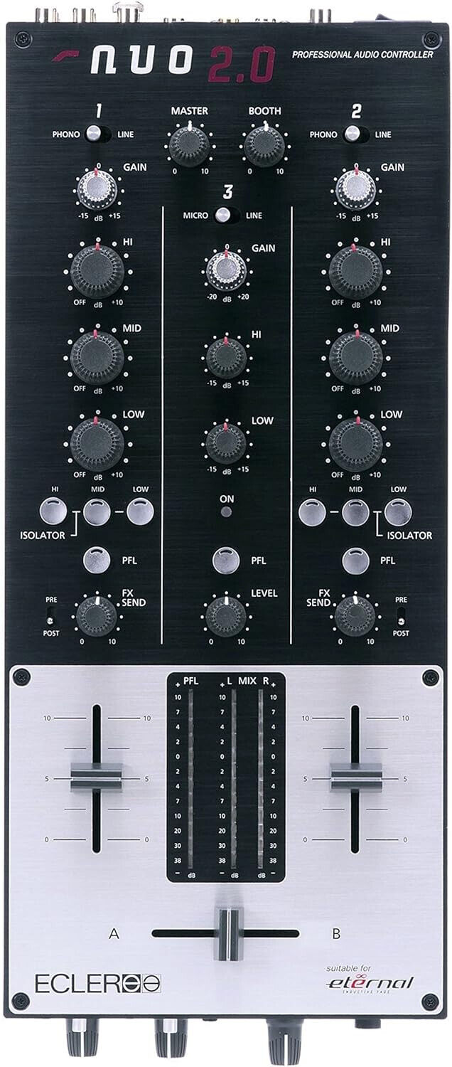 ECLER NUO 2.0 Mixer 2 Canali Professionale Analogico XLR Send FX per DJ
