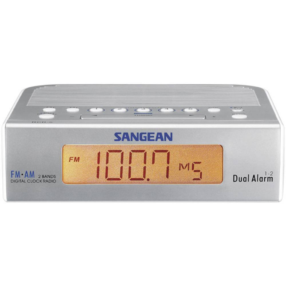 Sangean RCR-5 Radiosveglia FM, AM AUX Argento, Bianco