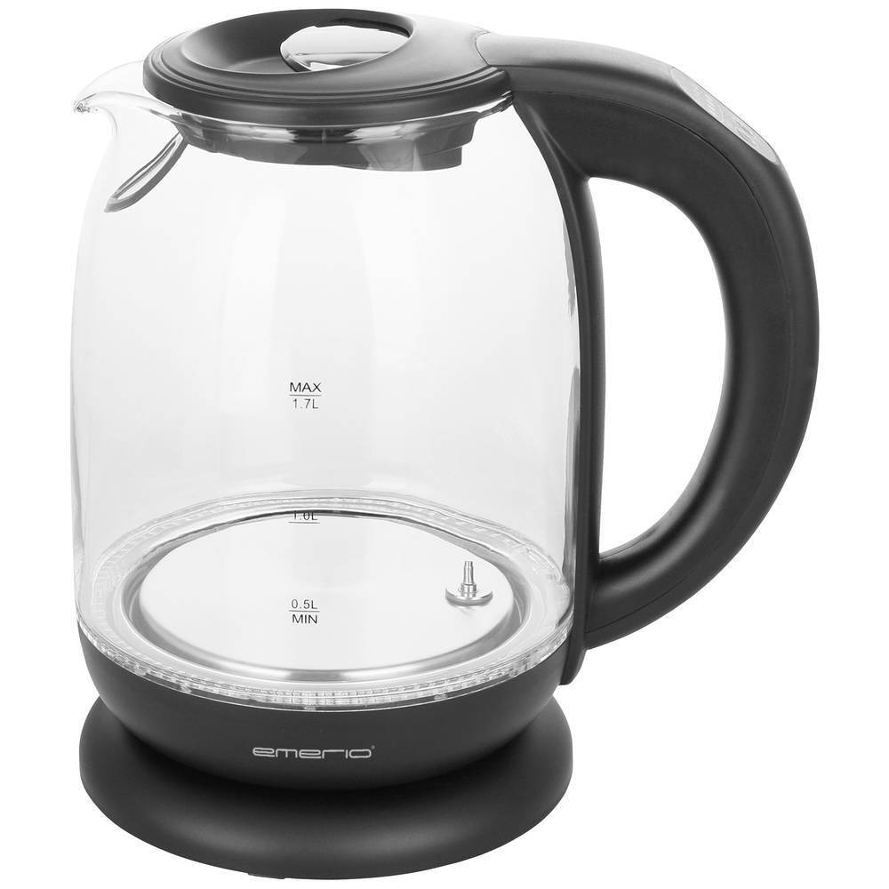 EMERIO WK-119255.5 Bollitore senza filo Vetro, Nero