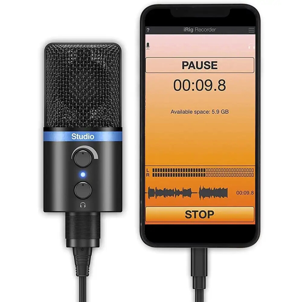 IK MULTIMEDIA IRIG MIC STUDIO microfono condensatore per apple e Android NUOVO