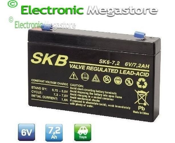BATTERIA AL PIOMBO RICARICABILE 6V 7Ah CON FASTON 4.8mm