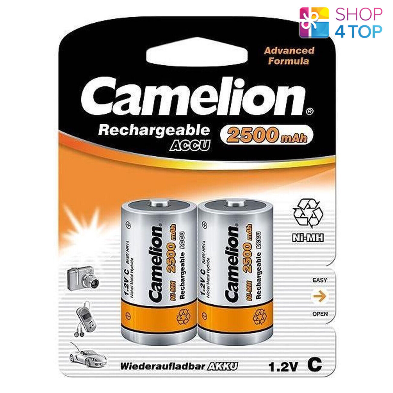 2 Camelion C Ricaricabile batteries Accu HR14 Nimh 1.2V 2500mAh 2BL Nuovo
