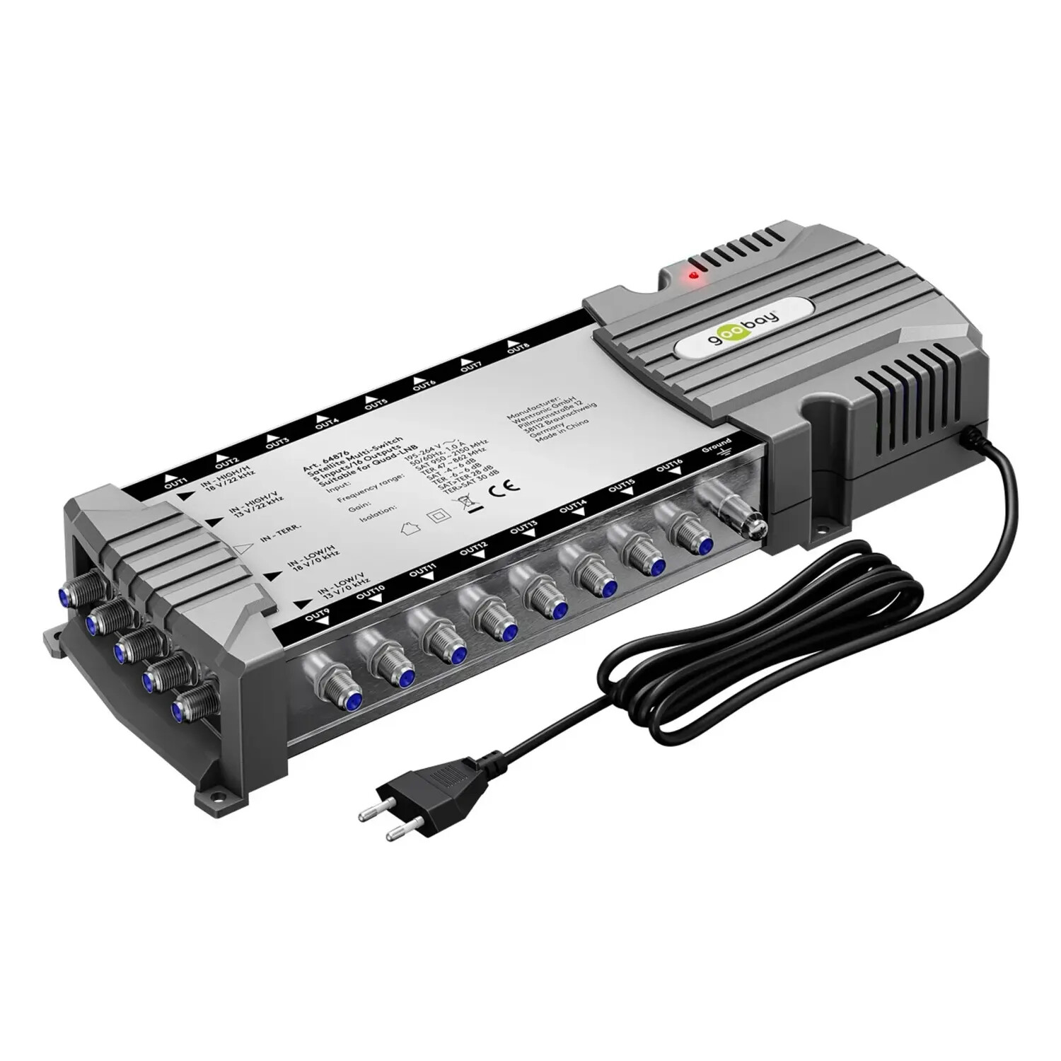 centralina multiswitch lnb satellitare 5 ingressi 16 uscite