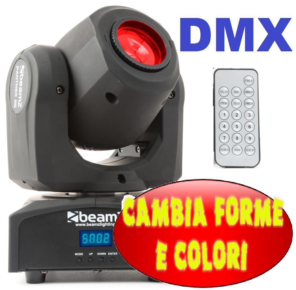 EFFETTO LUCE TESTA MOBILE PROIETTORE DMX SPOT WASH PALCO cambia forme e colori