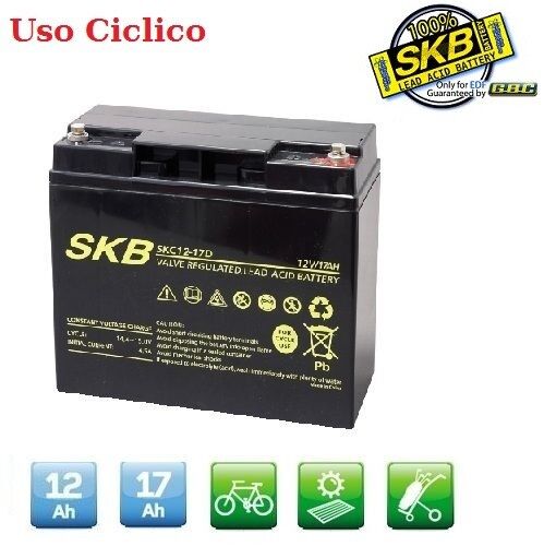 BATTERIA A PIOMBO 12V 17AH 18AH RICARICABILE MOTORI A TRAZIONE ELETTRICA CICLICA