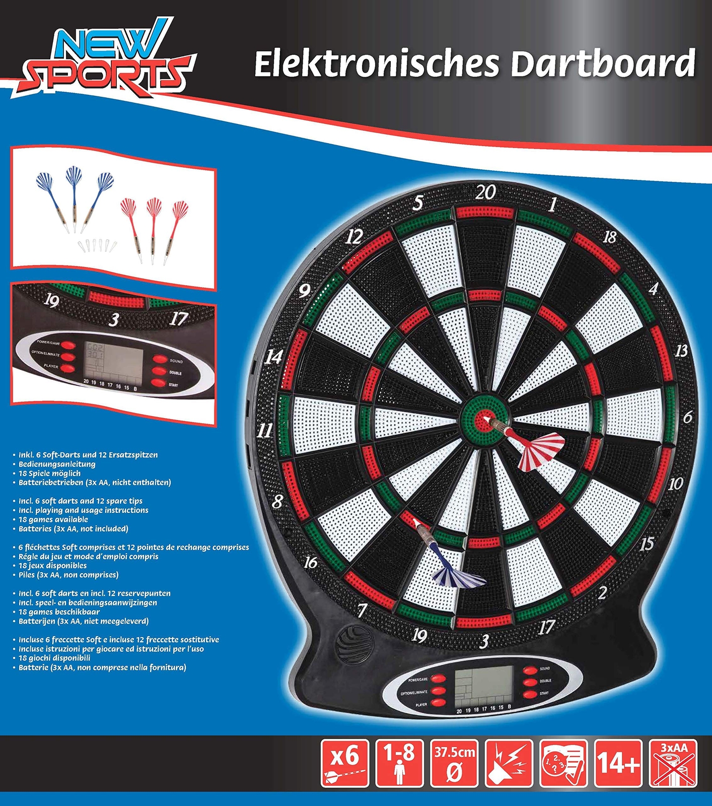 `NSP Elektronisches Dartboard, 18 Spiele` ACC NUOVO
