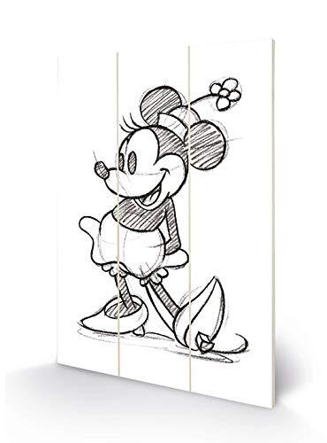 Wood Poster DISNEY - Wood Print 20x29.5 - Minnie Mouse Sketche NUOVO