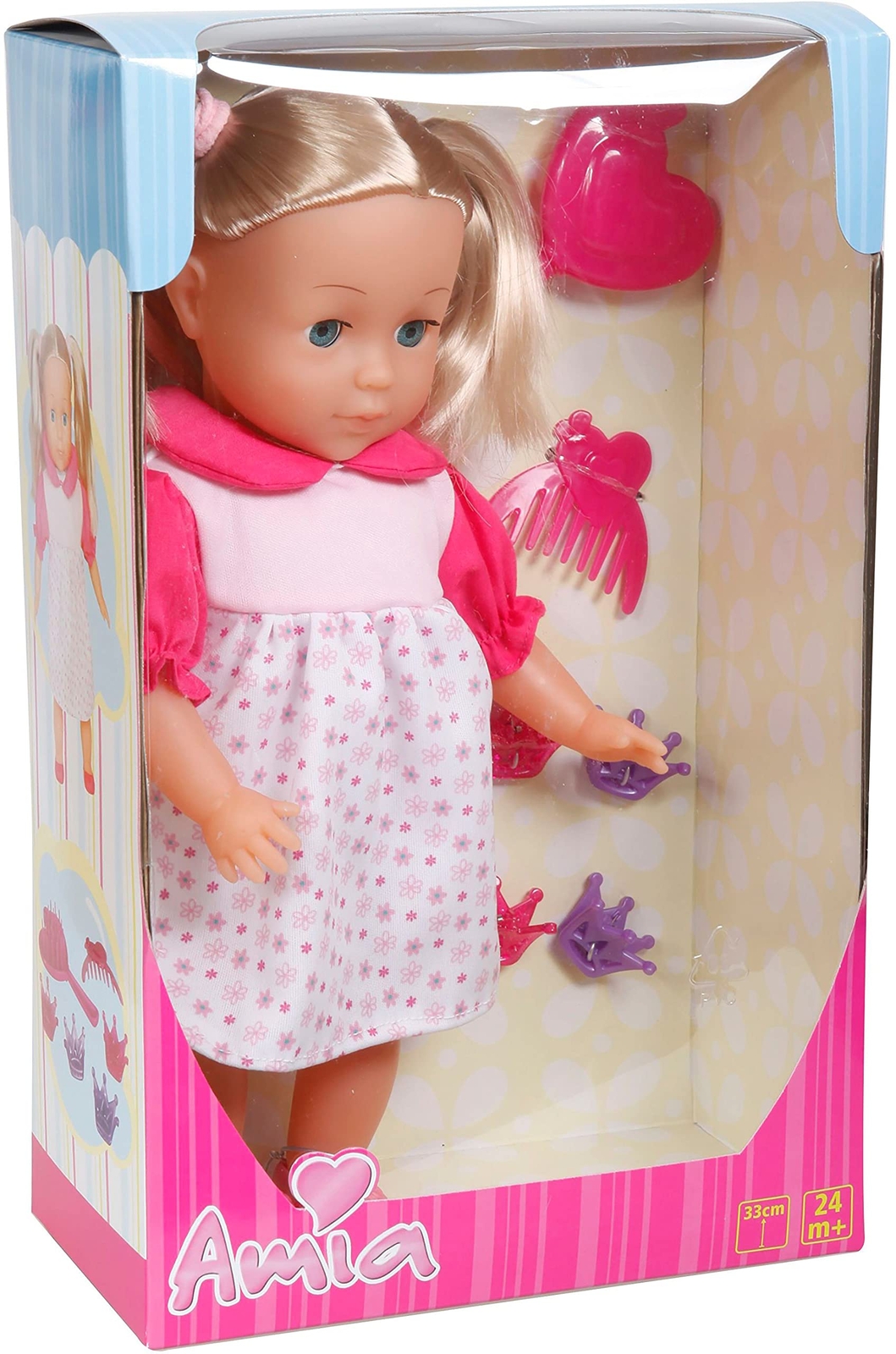 `Amia Puppe mit Haar, 33 cm... `AM Puppe mit Haar, 33cm, inkl. Zubehor ACC NUOVO