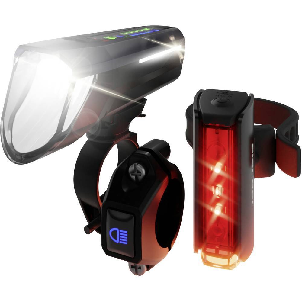FISCHER FAHRRAD Kit illuminazione bicicletta PLUS 100/130 Fernlicht + TWIN STOP