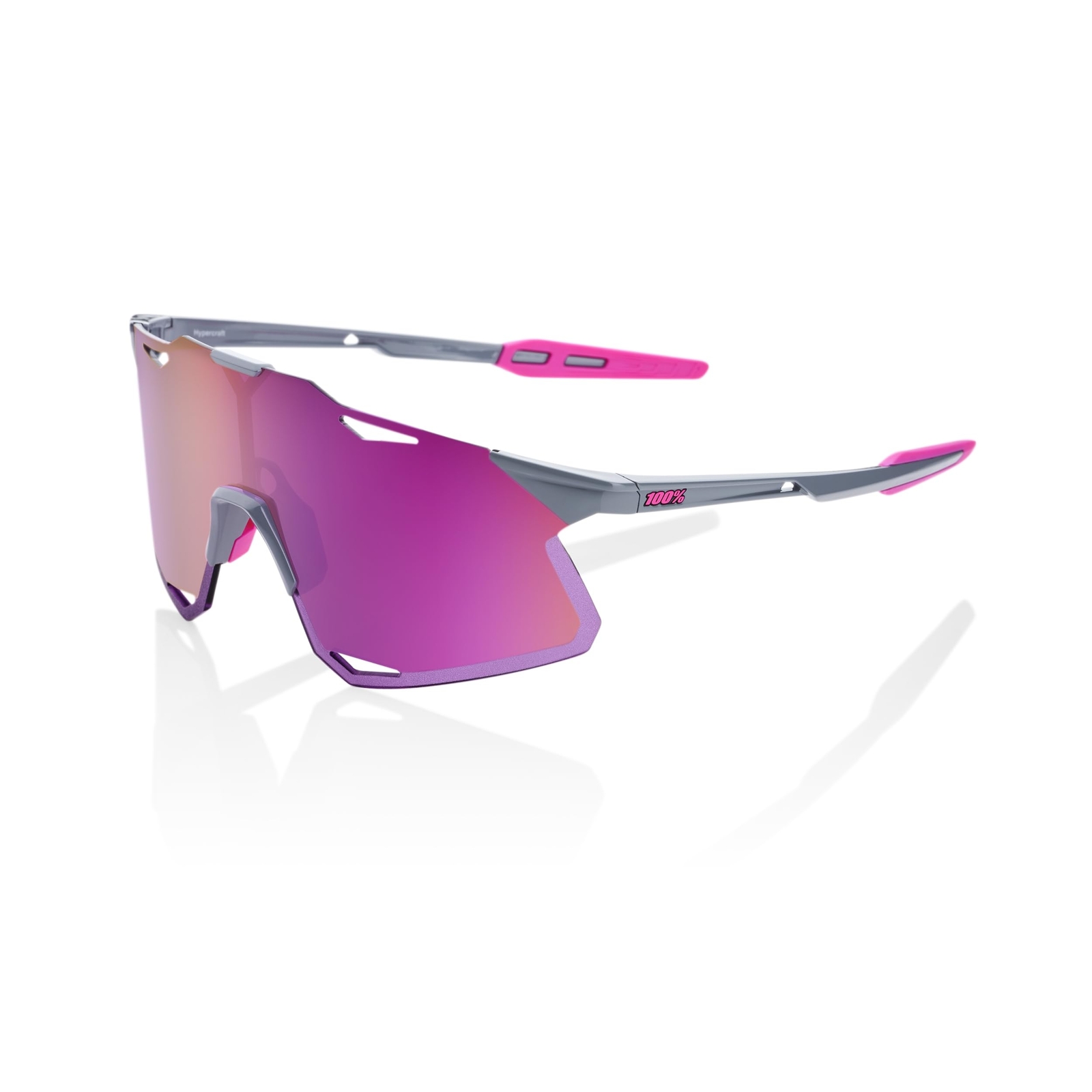 100% Hypercraft Glasses - Gloss Light Grey / Purple Multilayer Mi Clothing NUOVO