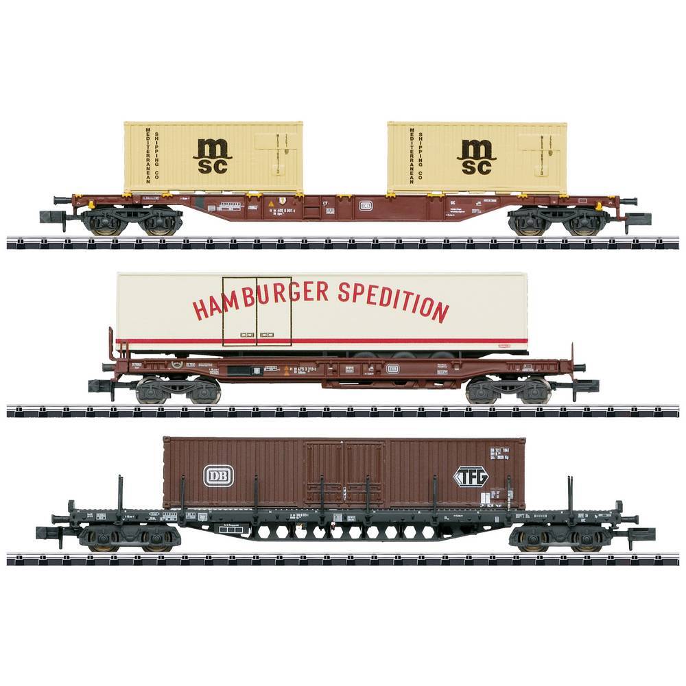 N Set di 3 vagoni container di DB MiniTrix 18702
