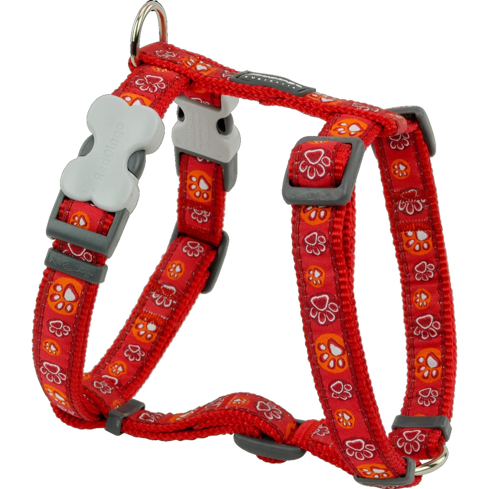 Dog Harness Red Dingo Style Red Animal Footprint 46-76 Cm NUOVO