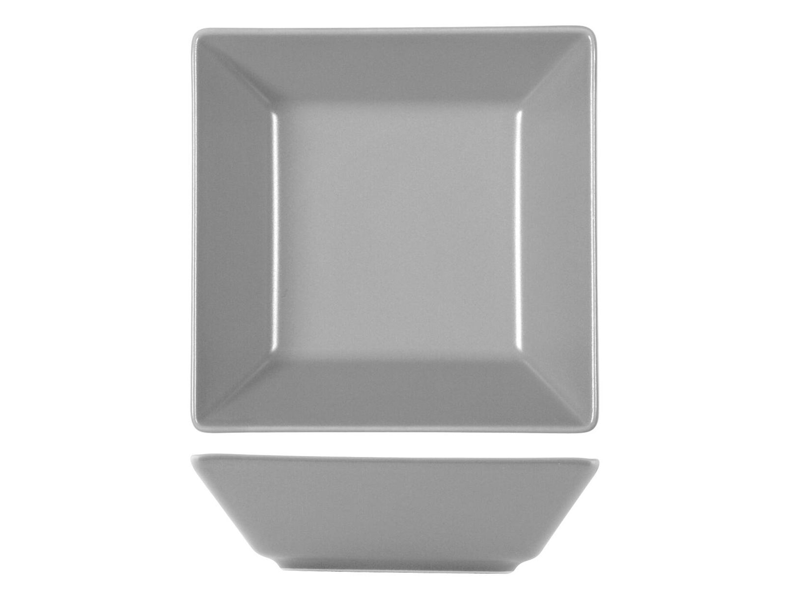 H&H Set 6 Piatti Fondi Quadrati Boston Osaka In Stoneware Grigio Cm 17X17