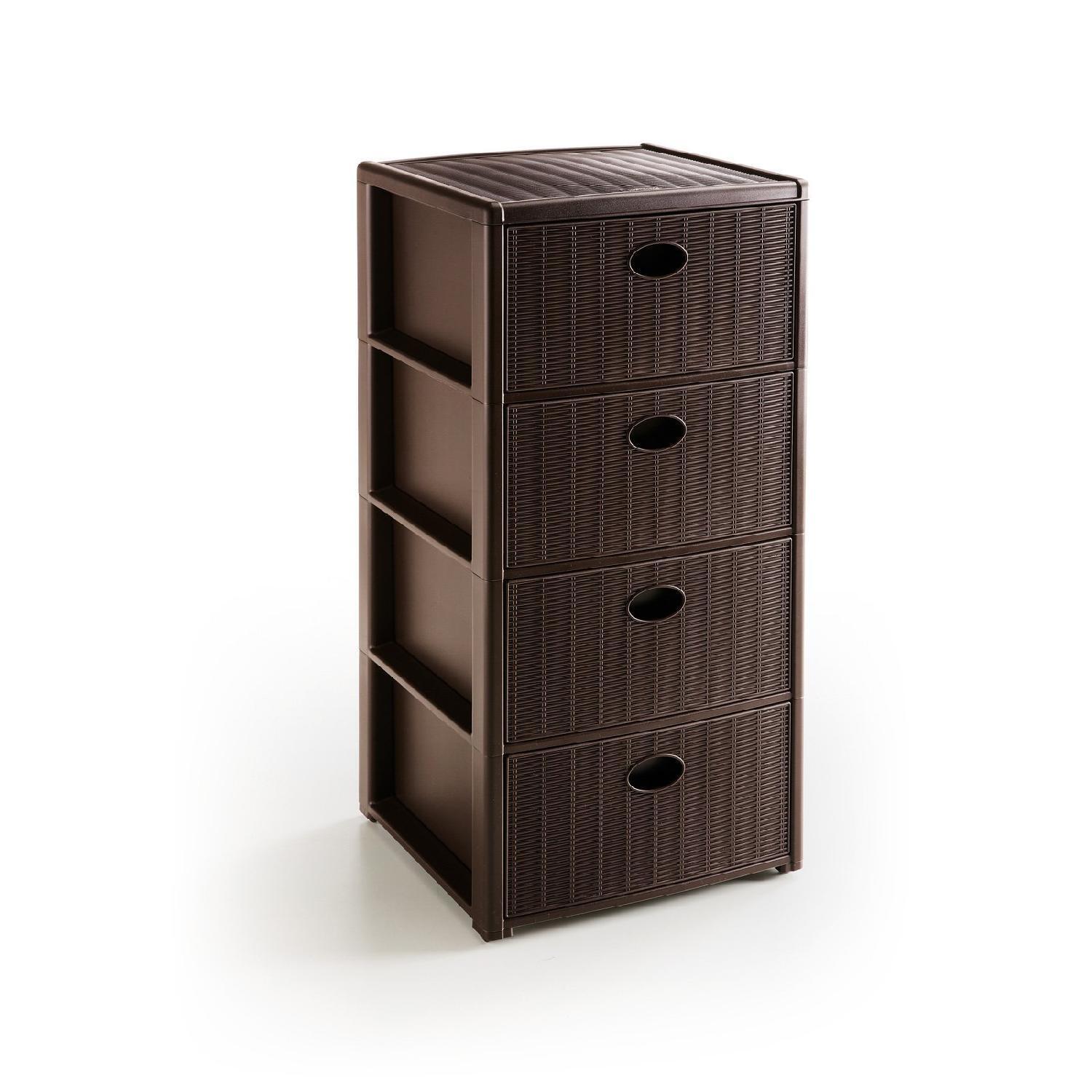 STEFANPLAST Cassettiera Plastica 4 cassetti 40x40x80 cm Moka 30402 Elegance