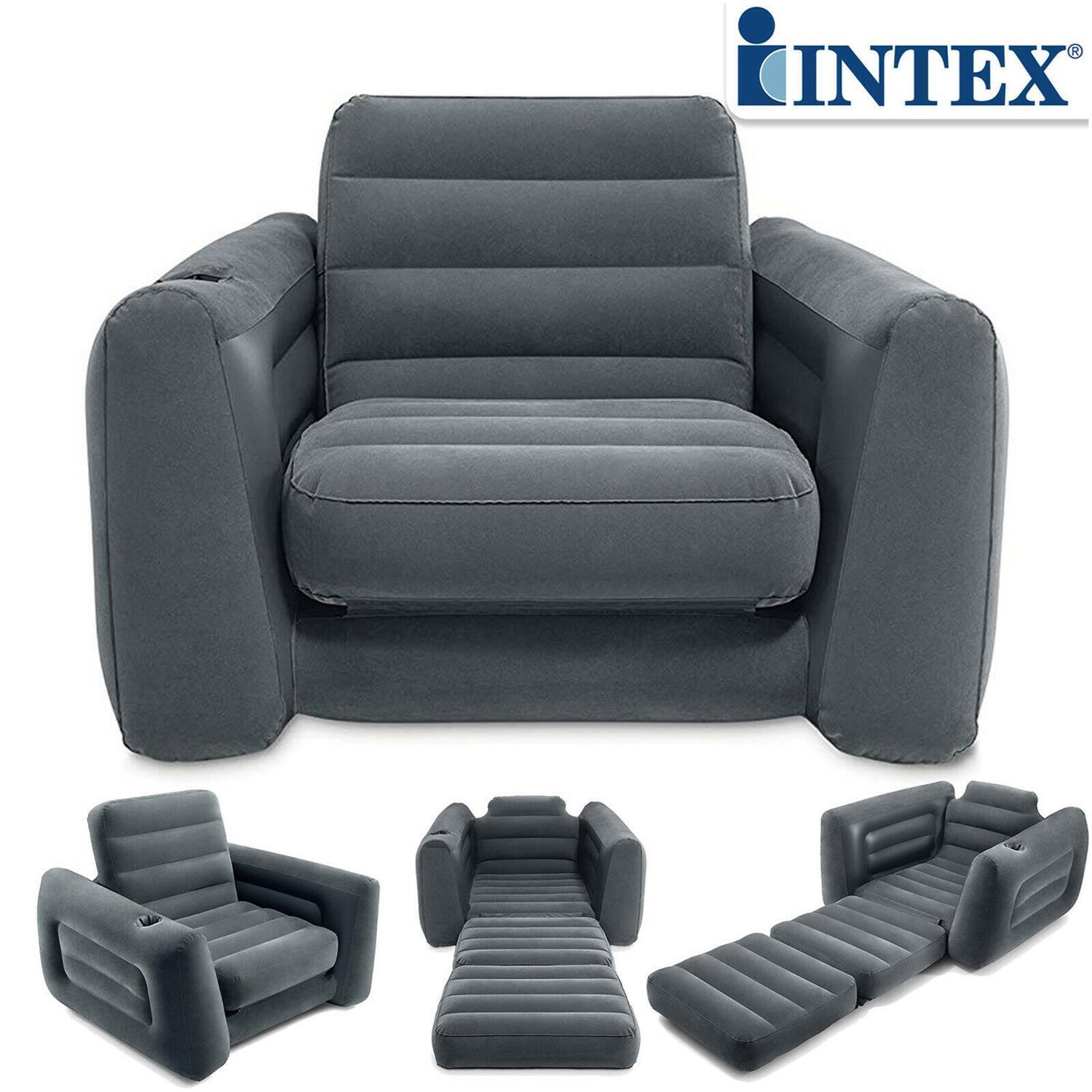 Intex 66551 Pull-Out Poltrona Gonfiabile - Grigia Scura