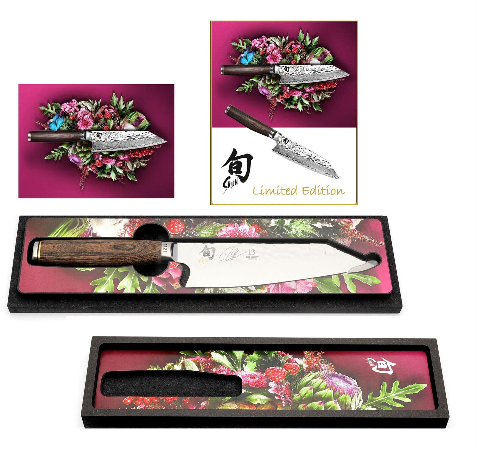 Kai 13 The Lucky Edition : kiritsuke coltello orientale damasco lim eition cm.15