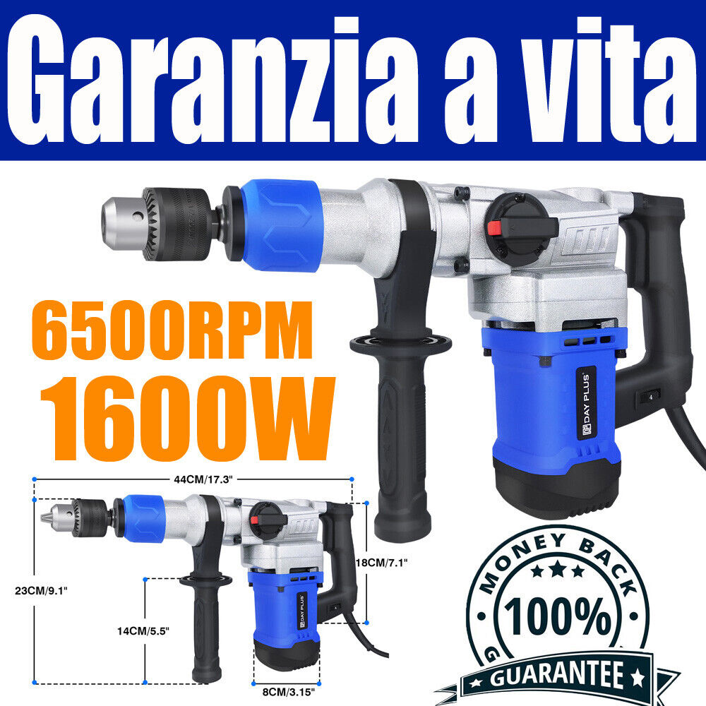 MARTELLO TASSELLATORE SDS-PLUS DEMOLITORE TRAPANO 1600W WARTELLO SENZA SPAZZOLE
