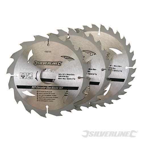 Silverline 3 lame TCT per segha circolare 16, 24, 30 denti 160x 30 - anelli di r