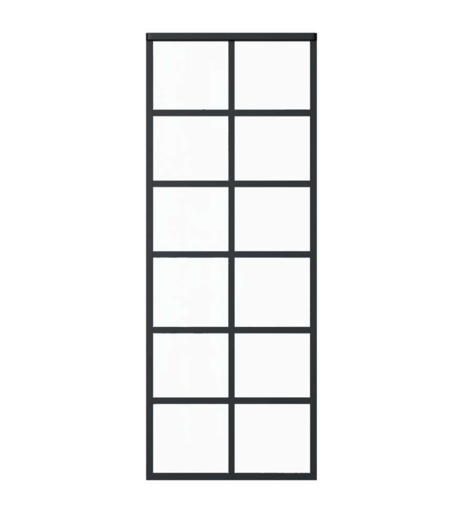 Porta Scorrevole in Vetro ESG e Alluminio 76x205 cm Nera 151017