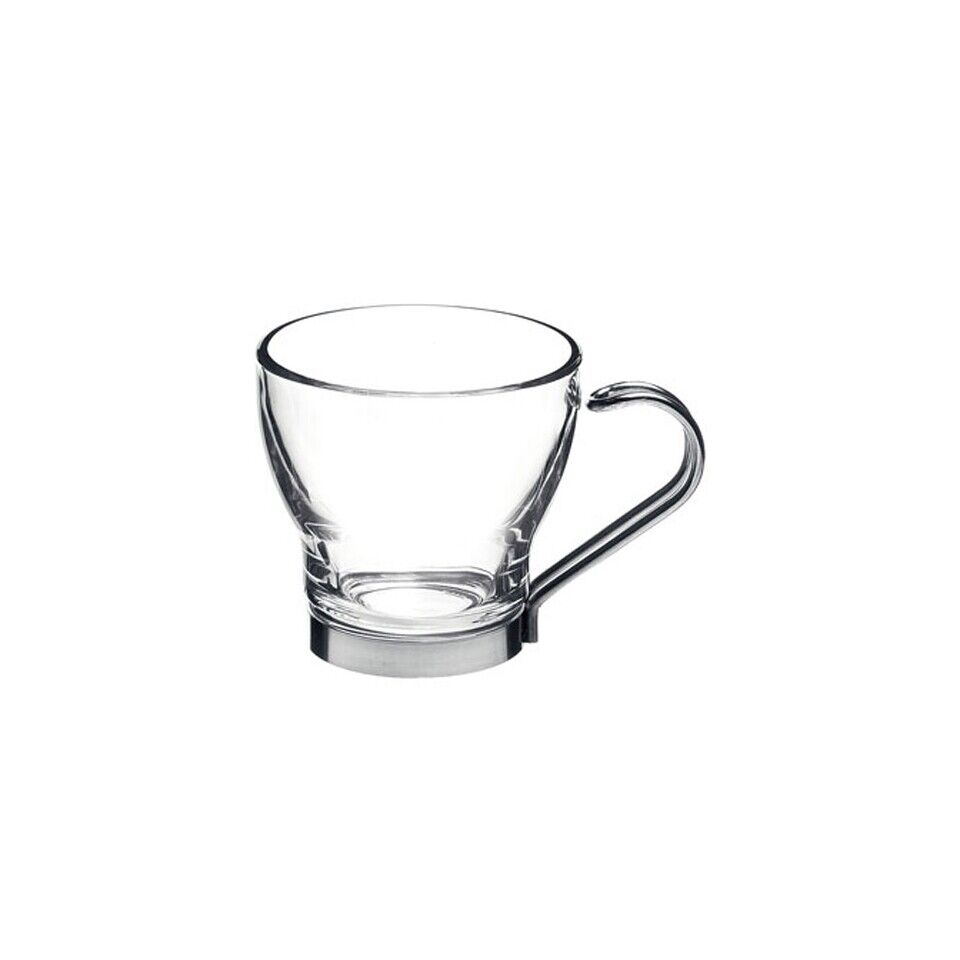 3 PZ TAZZA CAFFÈ OSLO VETRO CON MANICO ACCIAIO CL 10 BORMIOLI ROCCO