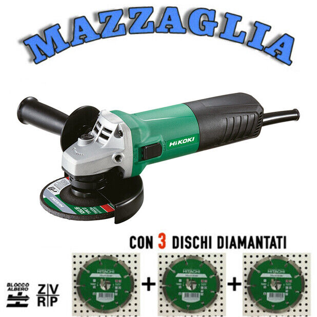 HIKOKI SMERIGLIATRICE G12SR4 (S) + 3 DISCHI DIAMANTATI DA 115mm