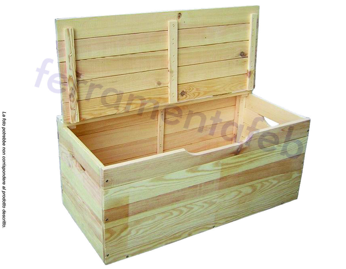 BAULE CASSAPANCA CONTENITORE IN LEGNO DI PINO PORTAOGGETTI GIOCHI 100X40X50H