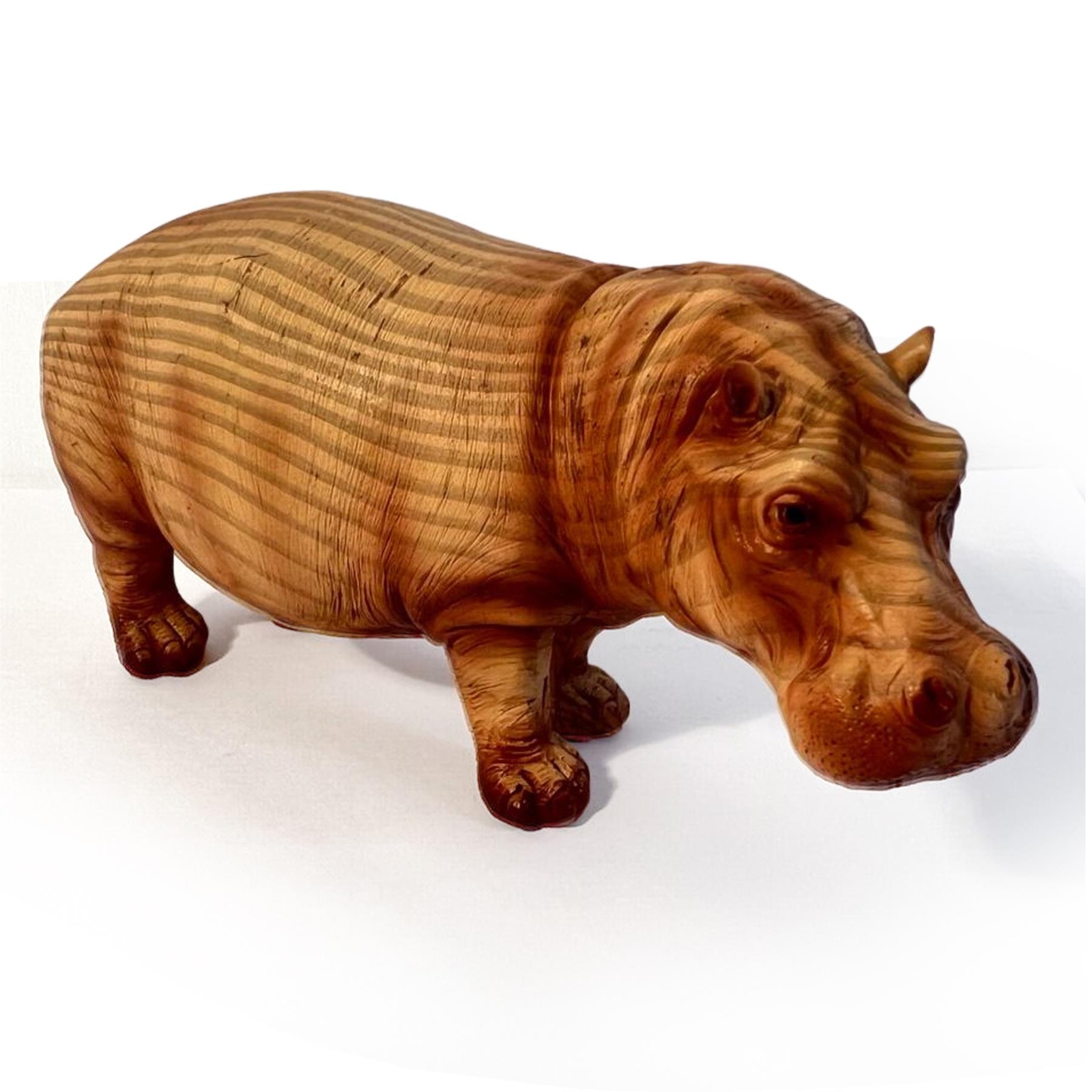 HIPPOPOTOMOUS IN WOOD EFFECT RESIN  |Ornaments for The Home |Wildlife