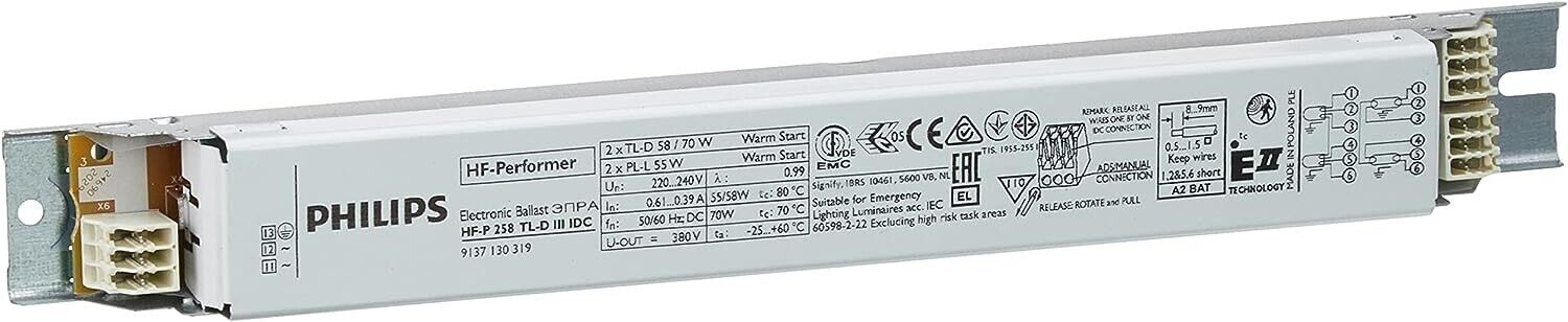 PHILIPS 9137 130 319 HF-P 258 TL-D III IDC ELECTRONIC BALLAST - PER TL-D  PL-L