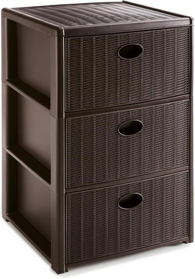 CASSETTIERA 3 ELEGANCE 40X40X60 moka mobile per bagno cucina ufficio portaoggett