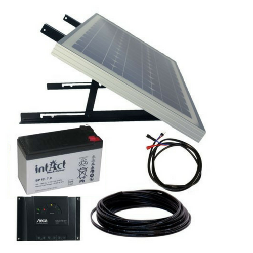Solar Panel Kit 10W/12V mono, AGM Battery, Steca regulator, mounting & cable set