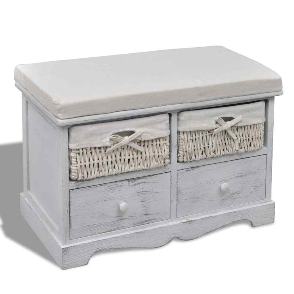 Cassapanca Bianca 62x33x42 cm in Legno di Paulownia vidaXL