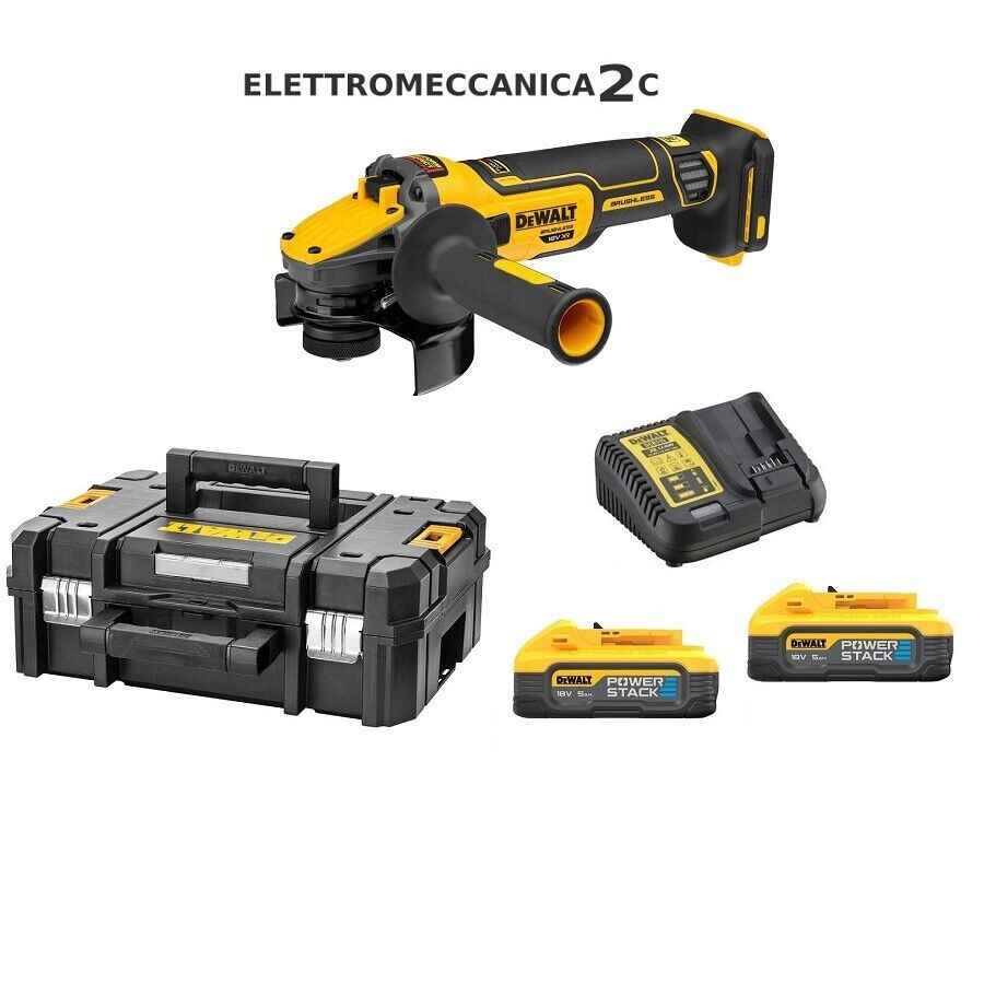DEWALT DCG409H2T-QW smerigliatrice 18v 2 batterie 5ah powerstack 125mm 9000giri