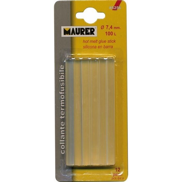 Colla Termofusibile Trasparente in Stick Maxi Ø 12x100 mm Universale Maurer 12Pz