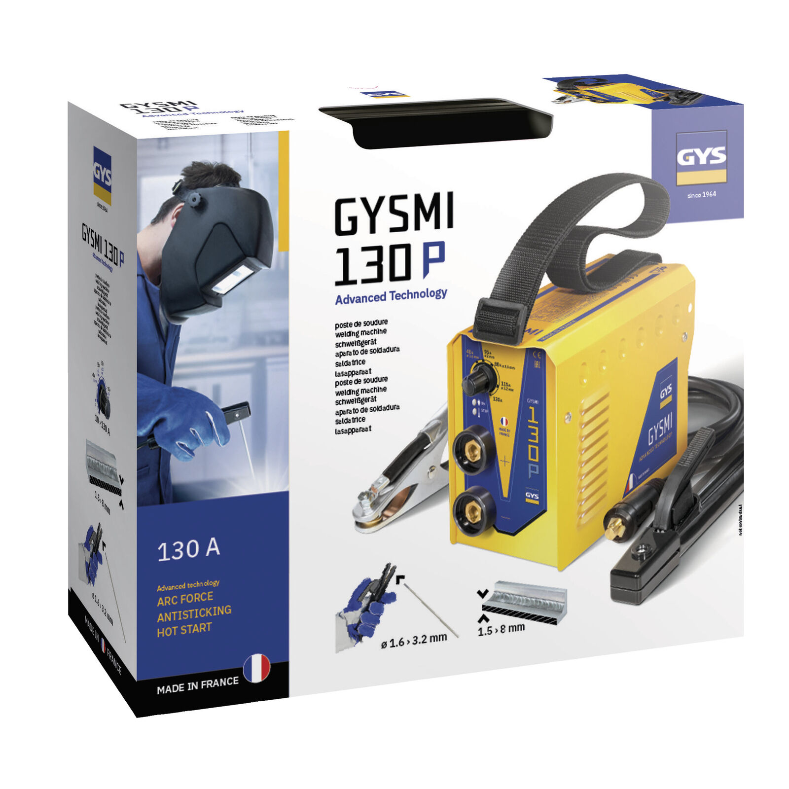 Saldatrice ad inverter per elettrodi rivestiti MMA GYSMI 130P