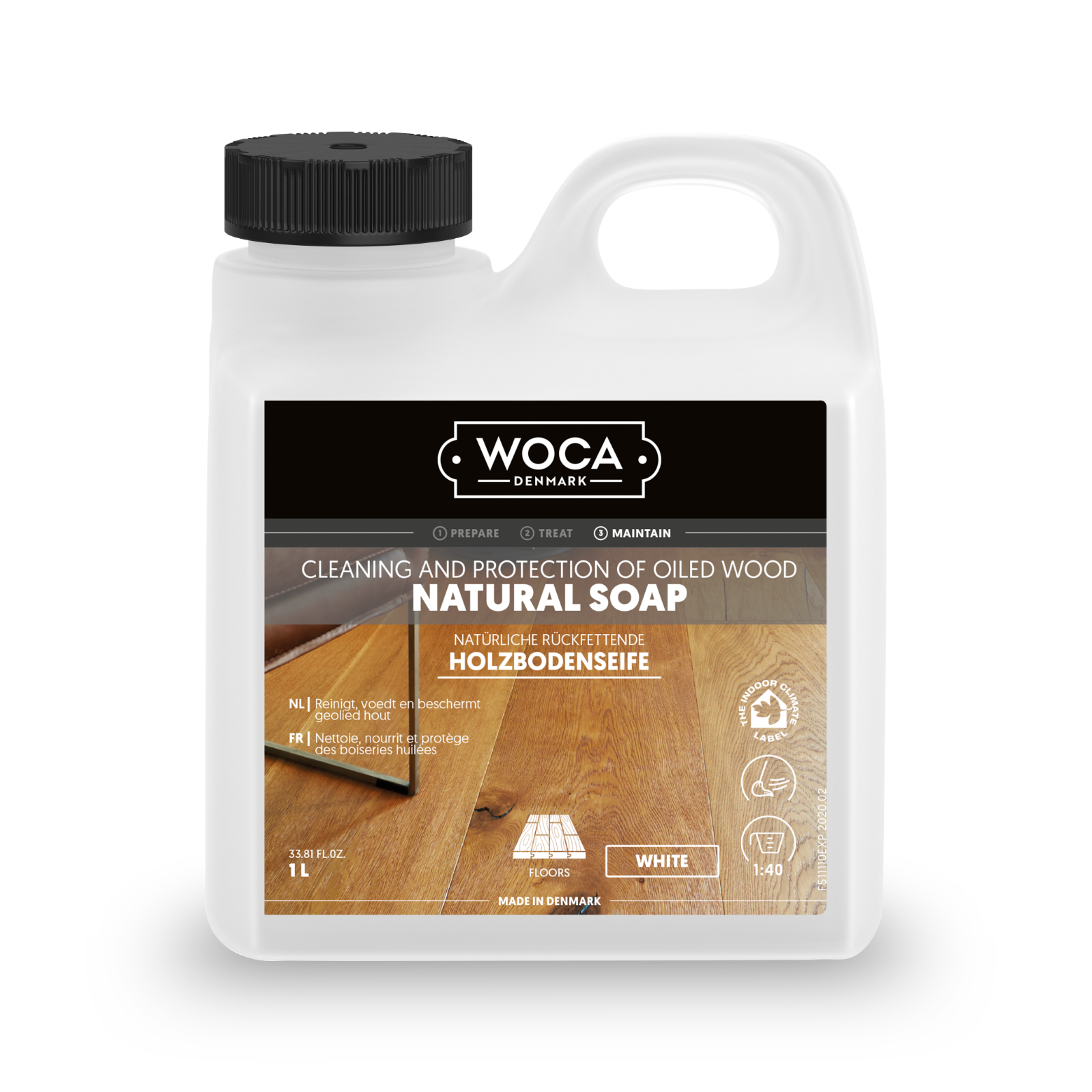 WOCA,Natural soap,Sapone Naturaledeterge,parquet oliato,White,1 Lt. Cod. 511110