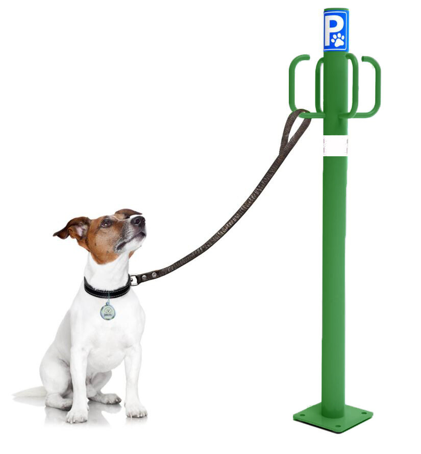 Nayade System Dog Parking Post: Poste Parking Esterno con 4 Ganci Colore Verde
