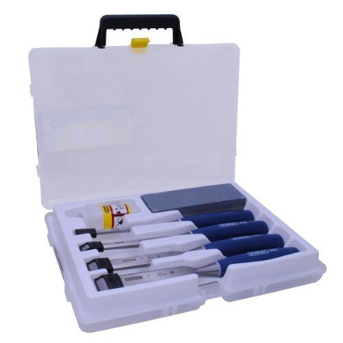 Stanley 5002 Set Of 4 Bevel Edge Chisel & Oilstone (Q1J)