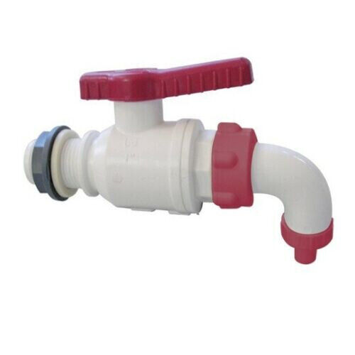 Rubinetto plastica a sfera con becco riempibottiglie per mastello da 1" per vino
