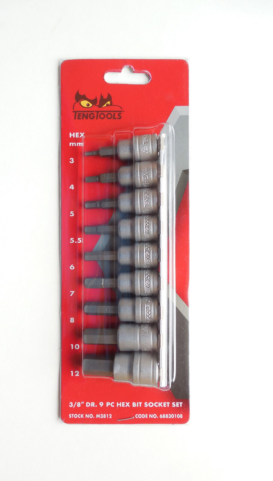 Teng Strumenti Presa Set M3812 Per Interno Esagonale Fori. Con 3/8 Guida Codice