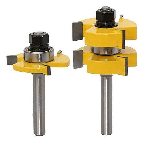 Set di 2 pezzi Groove e Tongue Router Bit Set Router Bit Bit 8 mm Fresa (C2g)