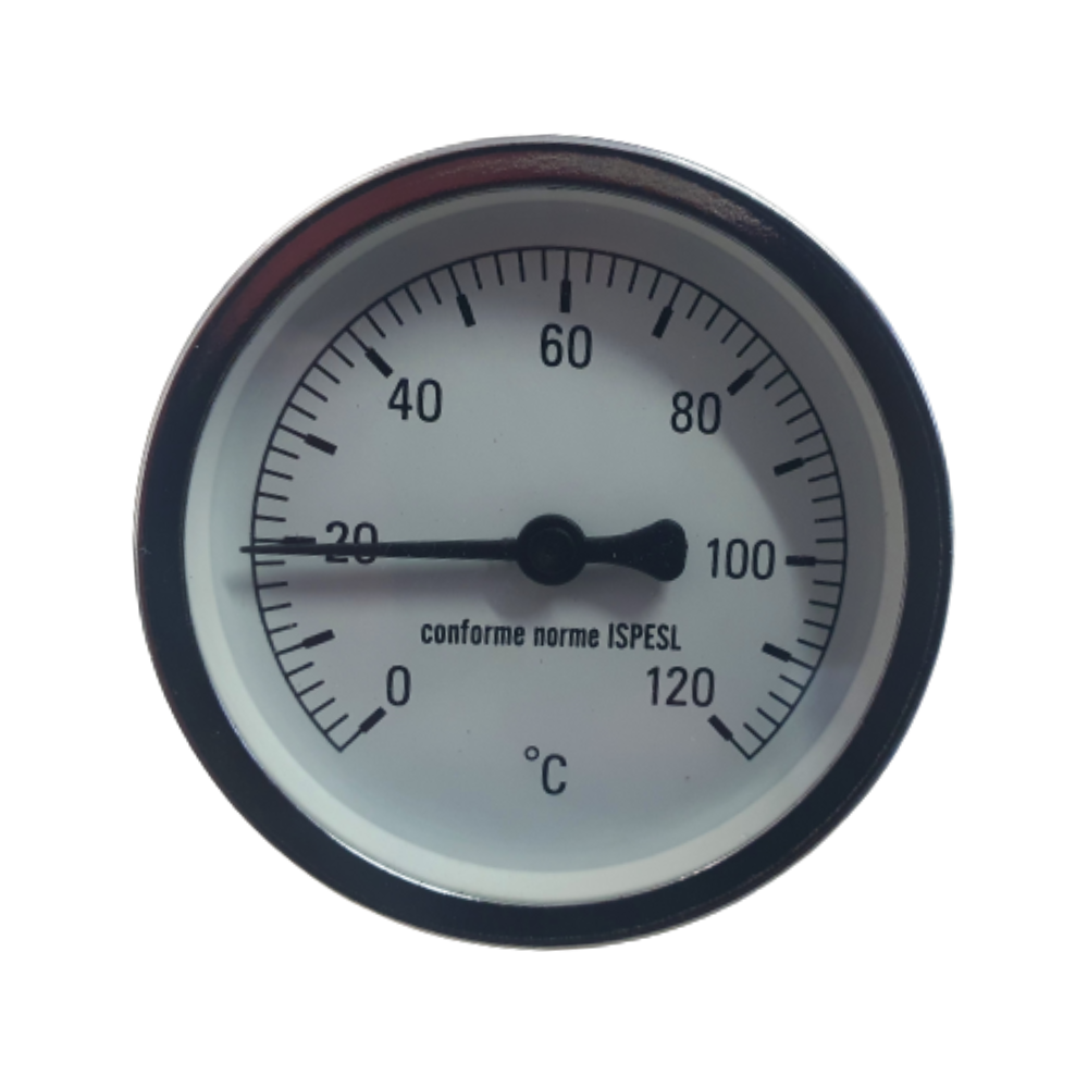 Termometro Metallico Temperatura Scala 0-120 °C Attacco Retro 1/2" Acciaio Inox