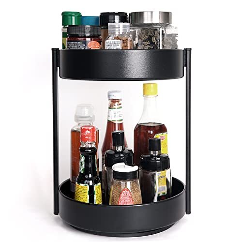 XNTONG - 2 Livelli 360° Lazy Susan Organizer, 25.5cm Portaspezie Girevole