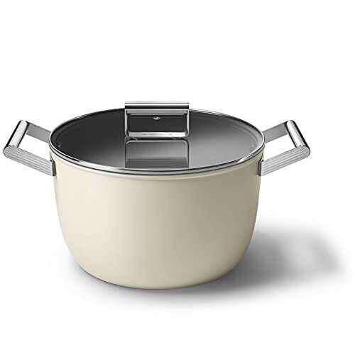 Smeg CKFC2611CRM - Casseruola con coperchio, 26 cm, colore: Crema (n8b)