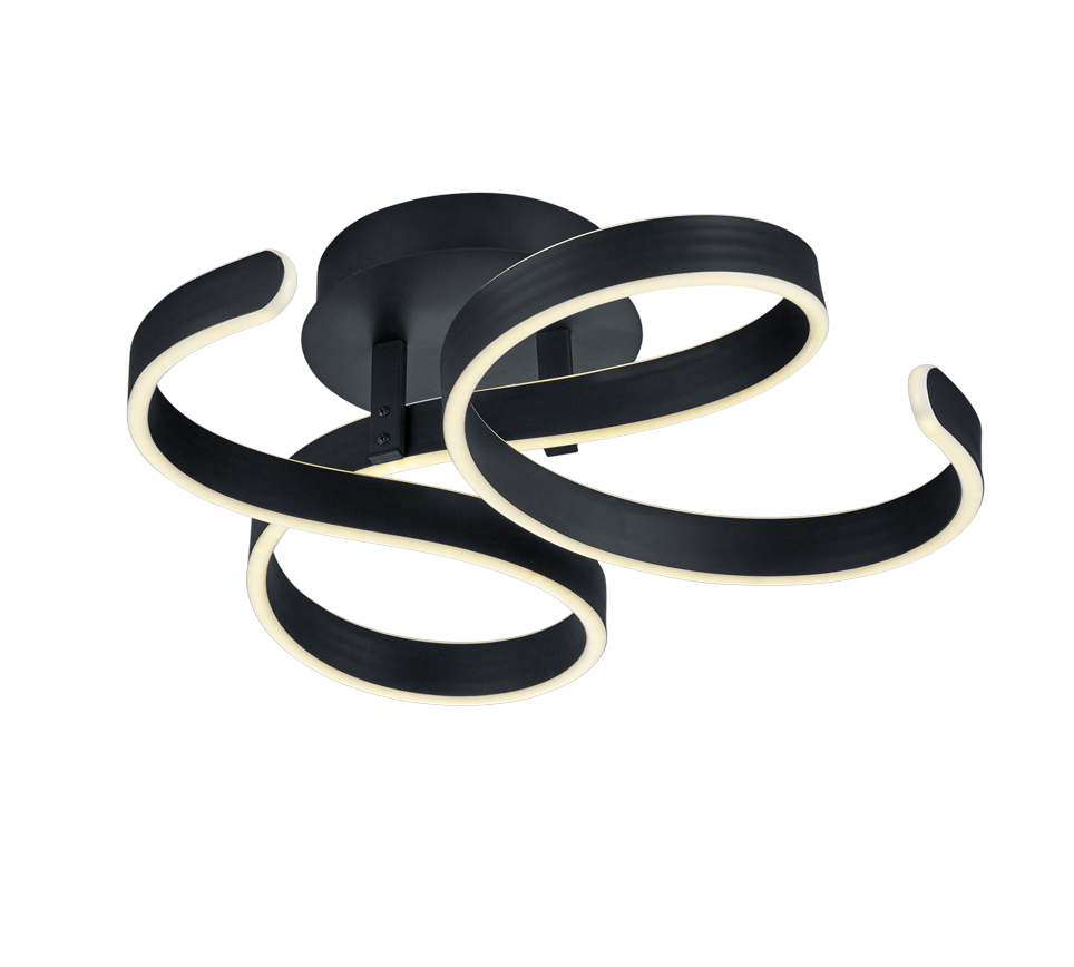 Plafoniera Soffitto Led Moderna 40W  Dimmer Vortici Antracite Francis GD Trio