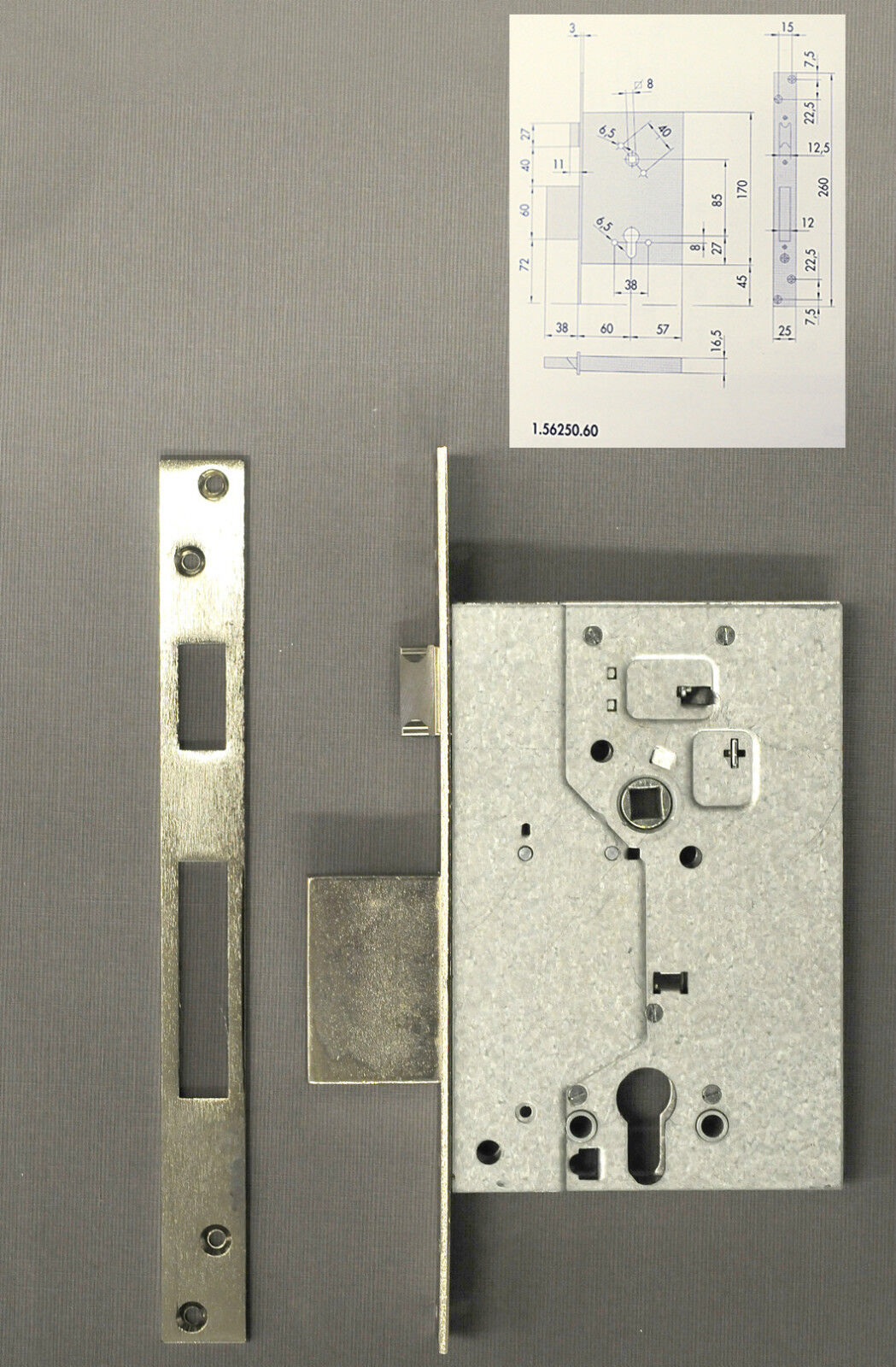 serratura europea CISA 56250 con scrocco entrata 60mm