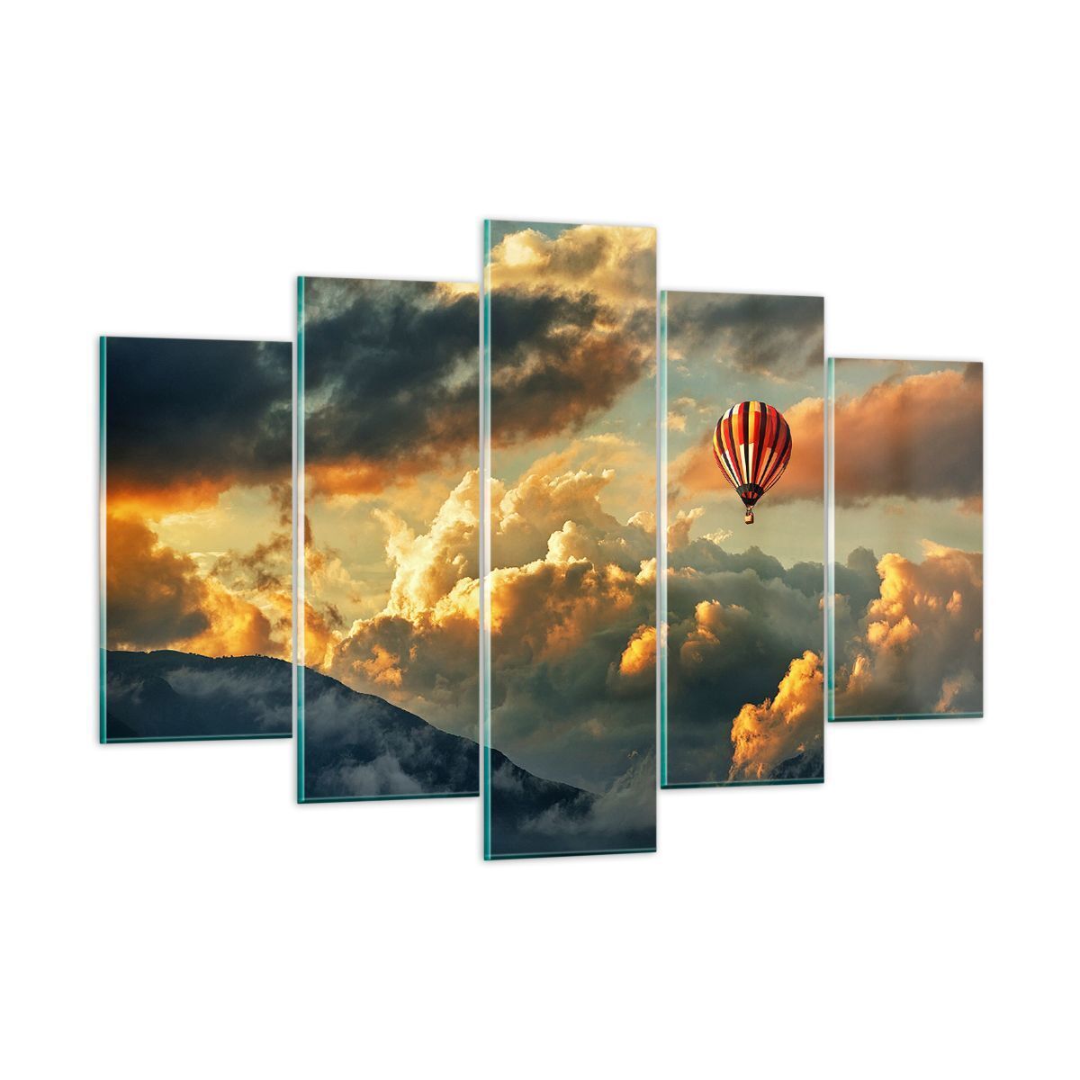 Quadro su Vetro 150x100cm nuvole mongolfiera volo Stampe Immagini Moderni Murale