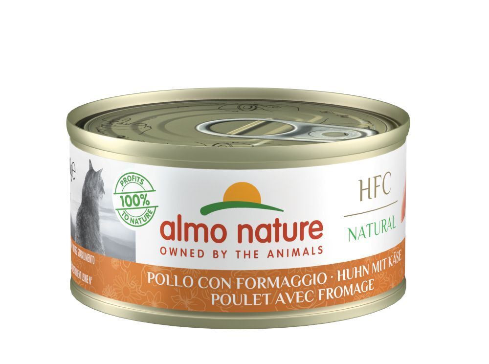 Almo Nature HFC Natural Gatto, Lattina 70gr - Pollo con Formaggio