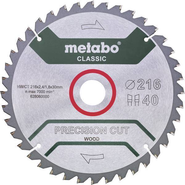 METABO PRECISION CUT WOOD CLASSIC 628652000 LAMA CIRCOLARE 216 X 30 1.8 MM