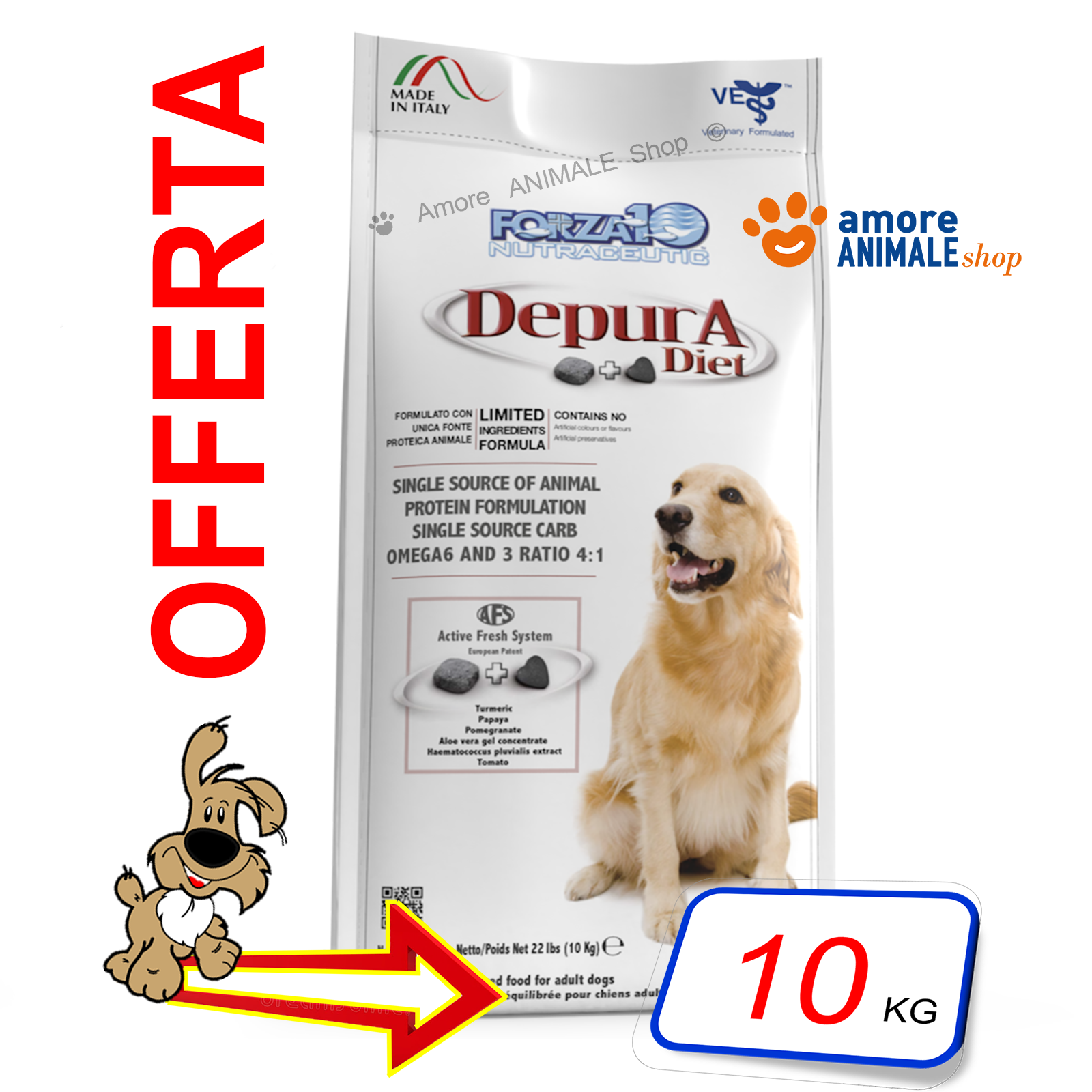 Forza10 Dog ACTIVE → Depura - 10 kg - Crocchette Per Cane, Alimento Cani